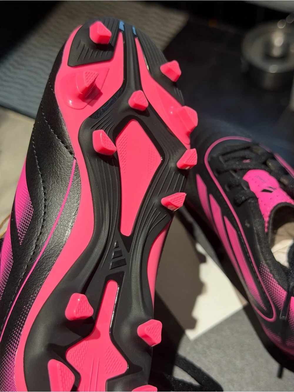 adidas Kids Black & Hot Pink Soccer Sneakers